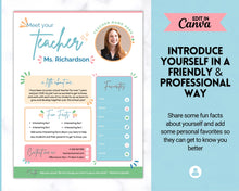 Load image into Gallery viewer, Meet the Teacher Template | Editable Introduction letter for Teachers | Blue
