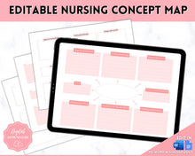 Load image into Gallery viewer, EDITABLE Nursing Concept Map Template | Nursing School Notes, Study Guide &amp; Student Nurse Pharmacology &amp; Med Surg Planner | Pink &amp; Mono
