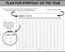 Load image into Gallery viewer, EDITABLE Perpetual Calendar | Undated Year at a Glance Reusable Calendar, Year Overview on One Page, Annual 12 Month Planner | Mono
