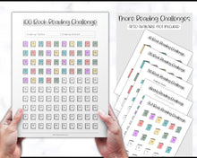 Load image into Gallery viewer, 100 Book Challenge Printable | Reading Challenge BUNDLE, Adult &amp; Kids Reading Log &amp; Book Tracker | Sky Mono
