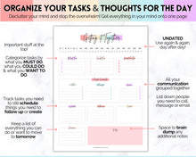 Load image into Gallery viewer, EDITABLE Brain Dump Template BUNDLE | To Do List Printable, ADHD Work Productivity Planner | Pastel Rainbow
