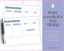 Load image into Gallery viewer, Drug Card Template, Nursing Pharmacology Printable Notes, Nursing School Student Study Guide | Mermaid
