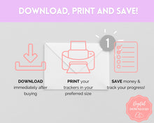 Load image into Gallery viewer, 1000 Savings Challenge, 1k Saving Tracker Printable | 30 day, Cash Envelopes to Save Money &amp; Budget | Pastel Rainbow

