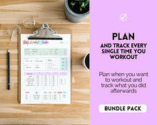 Load image into Gallery viewer, Workout Tracker BUNDLE | Fitness, Exercise &amp; Weight loss Planner | Pastel Rainbow
