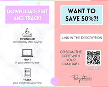 Load image into Gallery viewer, 52 Week Weight Loss Tracker &amp; Monthly Challenge | Weight Loss Chart, Pounds Lost Fitness Tracker | Rainbow Swash
