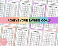 Load image into Gallery viewer, Mini Savings Challenge Printable BUNDLE | 12 Saving Trackers, Cash Envelope, A6 Saving Challenges | Leopard
