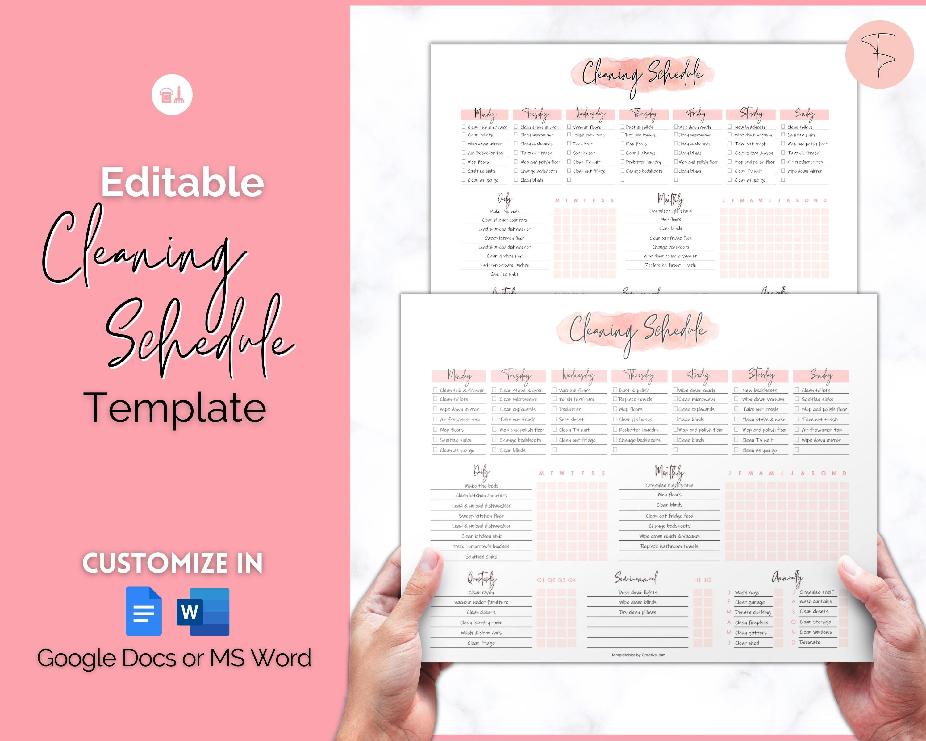 Editable Cleaning Checklist & Weekly House Chores Planner Bundle