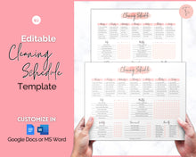 Load image into Gallery viewer, Editable Cleaning Schedule &amp; Housekeeping Checklist for House Chores | Pink Watercolor Bundle

