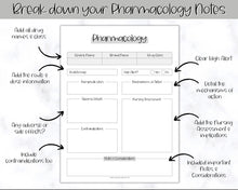 Load image into Gallery viewer, Pharmacology Nursing Template Printable | Pharmacology Study Guide, Notes &amp; Flash Cards | Mono
