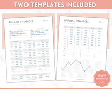 Load image into Gallery viewer, Annual Budget Tracker | Bill, Expenses, Income &amp; Savings Tracker | Pink

