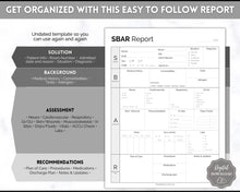 Load image into Gallery viewer, SBAR Nurse Brain Report Sheet | ICU Nurse Report, RN Nursing, New Grad, Patient Assessment, Printable Template | Mono
