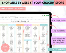 Load image into Gallery viewer, EDITABLE Grocery List Printable | Digital Weekly Shopping, Meal Planner Checklist, Kitchen Organization Template, Google Sheets | Pastel
