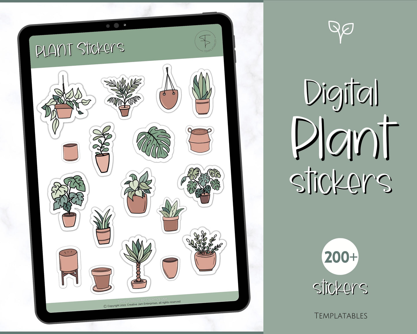 Digital PLANT Sticker Pack | GoodNotes & Notability Botanical Houseplant Stickers for iPad | Pre cropped PNG