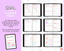 Load image into Gallery viewer, Digital GOAL Planner | GoodNotes Goals Tracker, SMART Goal Setting, Vision Board, UNDATED iPad Goal Journal | Pastel Rainbow
