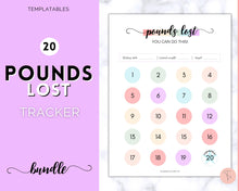 Load image into Gallery viewer, Pounds Lost Tracker Bundle - 10 20, 30, 50, 100 lbs Printable Weight Loss Printables | Swash Rainbow
