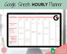 Load image into Gallery viewer, Weekly Hourly Planner Spreadsheet | EDITABLE Google Sheets Daily Schedule, Organizer &amp; To Do List | Red
