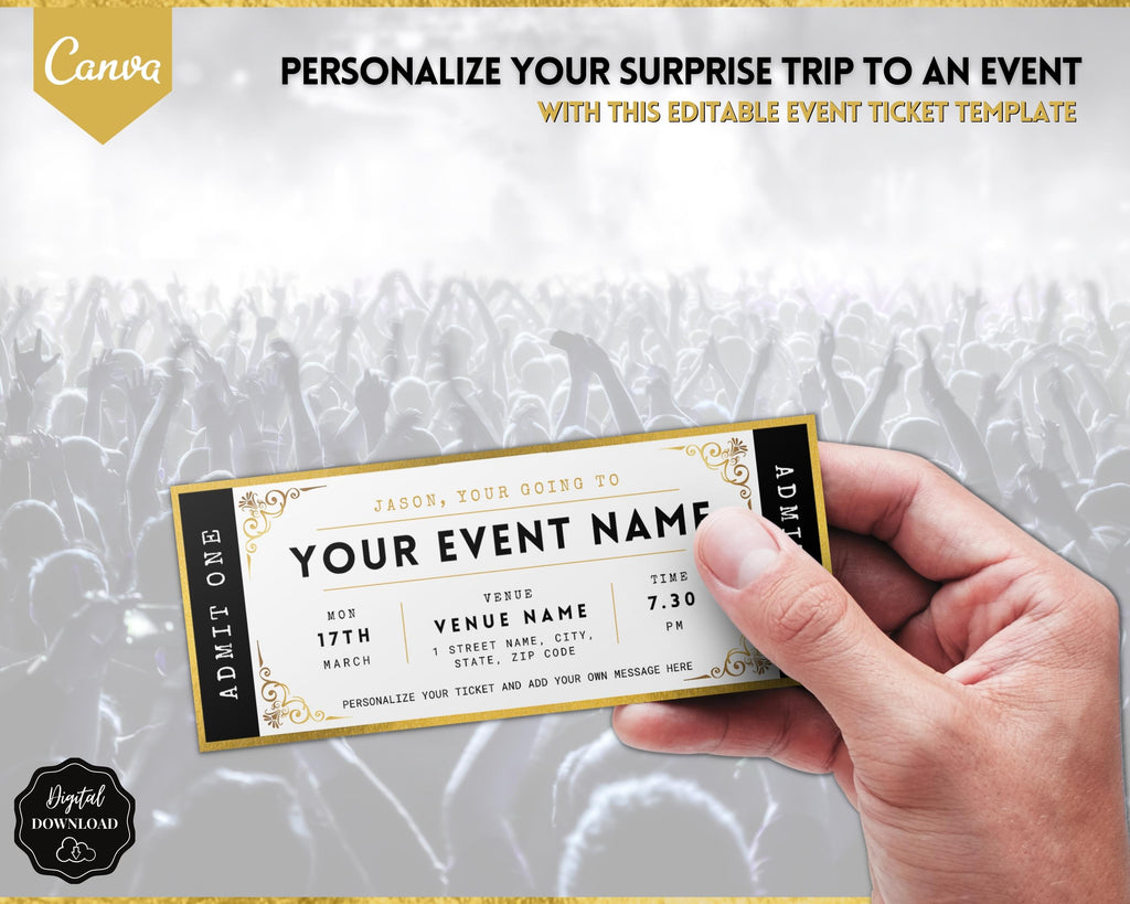 Event Ticket Editable Template | Perfect Gift for Special Occasions