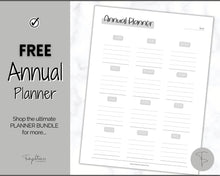 Load image into Gallery viewer, FREE - Annual Planner Printable, Annual Calendar, To Do List Printable, Undated Schedule, Productivity Template | Mono
