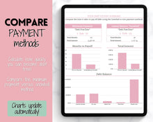 Load image into Gallery viewer, Dave Ramsey Debt Snowball Calculator | Google Sheets Debt Payoff Automated Tracker Template | Budget Planner Spreadsheet | Pink
