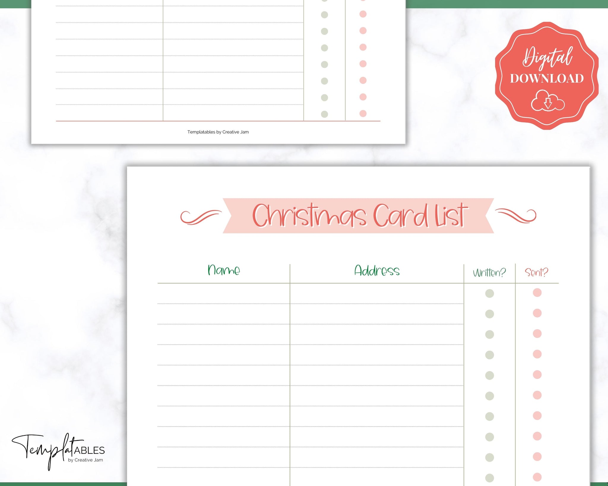 free - christmas card list printable, holiday card tracker template