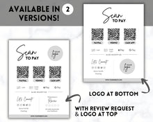 Load image into Gallery viewer, Scan to Pay Sign Shop Logo Editable Sign | QR Code Payment Sign for Small Businesses | Brit Mono
