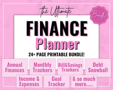 Load image into Gallery viewer, Finance Planner BUNDLE | Budget Planner Templates, Financial Savings Tracker Printables, Monthly Debt, Bill, Spending, Expenses Tracker | Brit Pink
