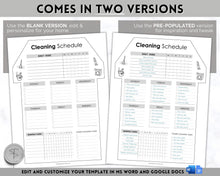 Load image into Gallery viewer, Editable House Shape Cleaning Schedule &amp; Housekeeping Checklist for House Chores | Mono
