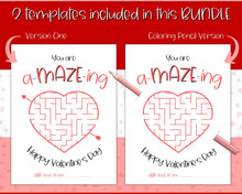 Load image into Gallery viewer, Printable Maze Valentines Day card for Kids | You&#39;re Amazing Pencil Valentine Gift | Classroom Puzzle Card
