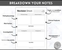 Load image into Gallery viewer, Nursing Revision Sheets for Medical School | Medicine &amp; Nursing Students, Exam Revision Notes &amp; Guide Templates | Mono
