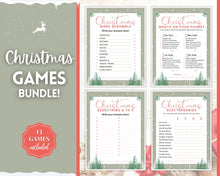 Load image into Gallery viewer, Holiday Party Games Bundle | 13 Fun Family Christmas Game Printables | Green
