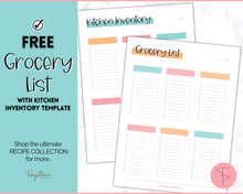 Load image into Gallery viewer, FREE - Grocery List Printable, Weekly Shopping List, Meal Planner Checklist, Kitchen Organization Template | Colorful Sky
