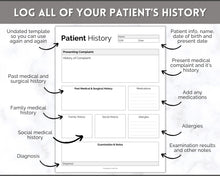 Load image into Gallery viewer, Patient History Sheet for Nursing School | Medical History Printable Report Sheet for Medical Students | Mono
