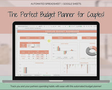 Load and play video in Gallery viewer, Budget Planner for Couples | Google Sheets Automated Monthly Expenses Spreadsheet | Orange
