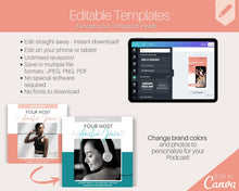 Load image into Gallery viewer, 50 Podcast Instagram Templates. Canva Template Pack. Instagram Square Posts &amp; Stories, Story, Podcasters Podcasting Social Media BUNDLE | Pink
