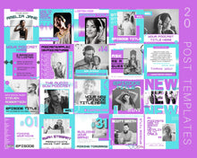 Load image into Gallery viewer, 50 Podcast Instagram Templates. Canva Template Pack. Instagram Square Posts &amp; Stories, Story, Podcasters Podcasting Social Media BUNDLE | Purple
