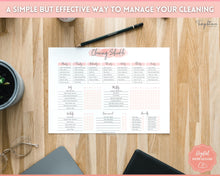 Load image into Gallery viewer, Editable Cleaning Schedule &amp; Housekeeping Checklist for House Chores | Pink Watercolor Bundle
