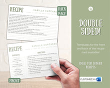 Load image into Gallery viewer, EDITABLE Recipe Card Template | Printable 4x6 Recipe Sheet Insert | Style 10
