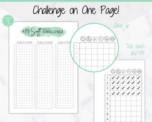 Load image into Gallery viewer, EDITABLE 75 SOFT Challenge Tracker | 75soft Printable Challenge, Fitness &amp; Health Planner | Green Watercolor
