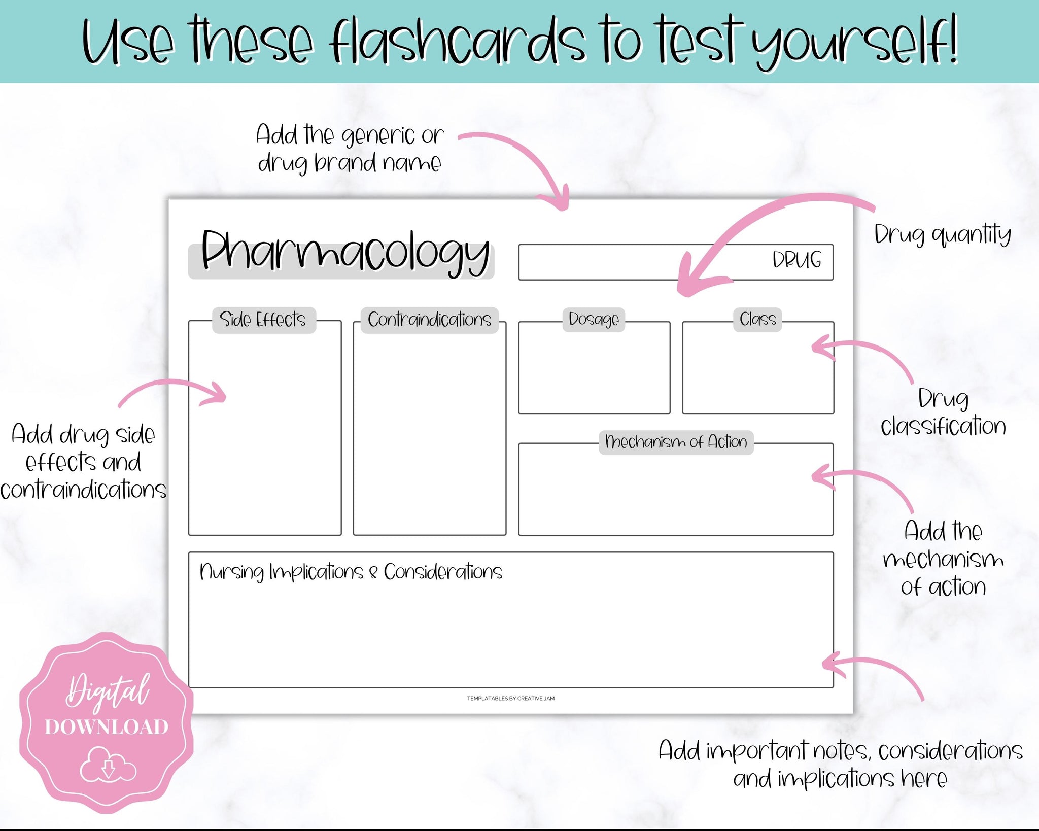 Nursing Drug & Medication Flash Cards - Create Your Own