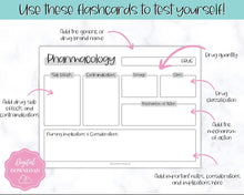 Load image into Gallery viewer, Drug Card Template, Nursing Pharmacology Printable Notes, Nursing School Student Study Guide | Mermaid
