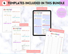 Load image into Gallery viewer, Editable Biweekly Budget Planner Template |  Printable Paycheck Tracker, Finance Planner, Zero Based Budget Binder | Pastel Rainbow
