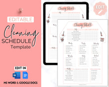 Load image into Gallery viewer, Editable House Shape Cleaning Schedule &amp; Housekeeping Checklist for House Chores | Pink Watercolor
