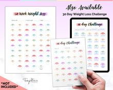 Load image into Gallery viewer, 52 Week Weight Loss Tracker &amp; Monthly Challenge | Weight Loss Chart, Pounds Lost Fitness Tracker | Rainbow Swash
