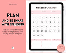 Load image into Gallery viewer, No Spend Challenge BUNDLE | Printable 30 day, 60 day, 90 day Savings Challenge &amp; Monthly Spending Tracker | Pink
