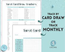Load image into Gallery viewer, Tarot Card Trackers &amp; Monthly Readings | Learn Tarot Card Readings, Tarot Spreads | Beginner Tarot Planner Workbook, Grimoire &amp; Cheat Sheets | Blue

