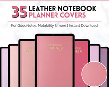 Load image into Gallery viewer, 35 Digital Planner Notebook Covers | Digital Journal Covers for GoodNotes &amp; iPad | Leather Texture Pink
