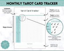 Load image into Gallery viewer, Tarot Card Trackers &amp; Monthly Readings | Learn Tarot Card Readings, Tarot Spreads | Beginner Tarot Planner Workbook, Grimoire &amp; Cheat Sheets | Blue
