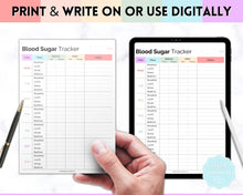 Load image into Gallery viewer, Blood Sugar Tracker | BUNDLE of 6 Blood Sugar Logs, Glucose Tracker, Diabetes Log, Medical Planner Printable, Type 2, Gestational Diabetes
