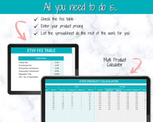 Load image into Gallery viewer, Etsy Fee and Profit Calculator | Pricing Spreadsheet for Small Business &amp; Etsy Sellers | Teal
