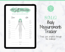 Load image into Gallery viewer, EDITABLE 75 SOFT Challenge Tracker | 75soft Printable Challenge, Fitness &amp; Health Planner | Green Watercolor
